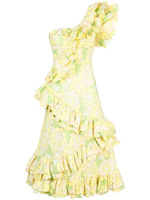 Celia B Tahiti ruffled midi dress - Yellow