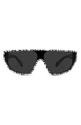 CELINE 143mm Flattop Sunglasses in Black/White /Smoke 