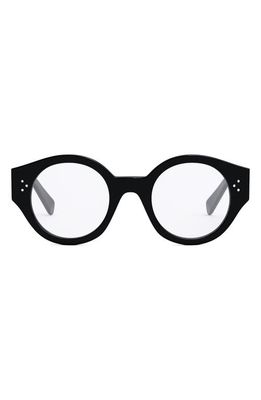 CELINE 48mm Bold Round Optical Glasses in Shiny Black