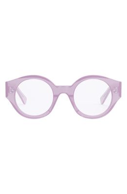CELINE 48mm Bold Round Optical Glasses in Shiny Lilac