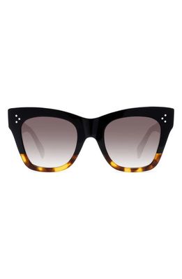 CELINE 50mm Gradient Small Cat Eye Sunglasses in Black/Havana 