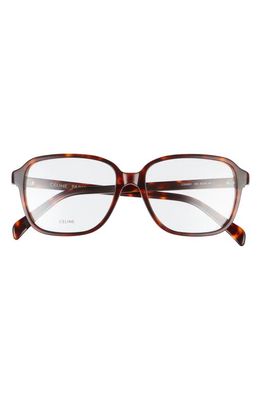 CELINE 53mm Rectangular Optical Glasses in Shiny Dark Havana/Clear