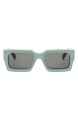 CELINE 54mm Rectangular Sunglasses in Shiny Light Green /Smoke 