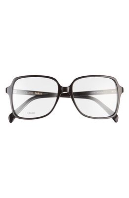 CELINE 55mm Square Optical Glasses in Shiny Black/Clear