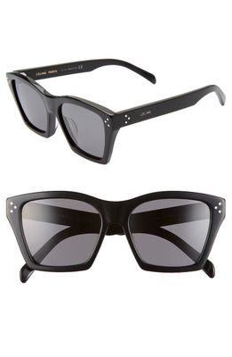 CELINE 56mm Adjusted Fit Cat Eye Sunglasses in Black/Smoke