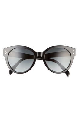 CELINE 56mm Gradient Round Sunglasses in Shiny Black/Smoke