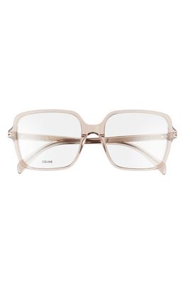 CELINE 57mm Square Reading Glasses in Transparent Taupe