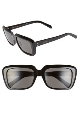 CELINE 57mm Square Sunglasses in Shiny Black/Black