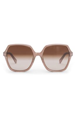 CELINE 58mm Geometric Sunglasses in Pink /Gradient Brown