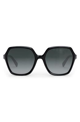CELINE 58mm Geometric Sunglasses in Shiny Black /Gradient Smoke