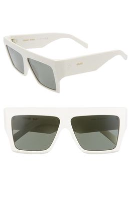 CELINE 60mm Flat Top Sunglasses in White/Green