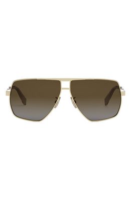 CELINE 61mm Gradient Polarized Pilot Sunglasses in Shiny Endura Gold /Brown