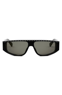 CELINE Animation Bold 62mm Oversize Geometric Sunglasses in Shiny Black /Smoke