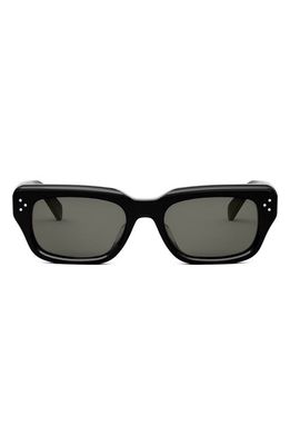 CELINE Bold 3 Dot Rectangular Sunglasses in Shiny Black /Smoke
