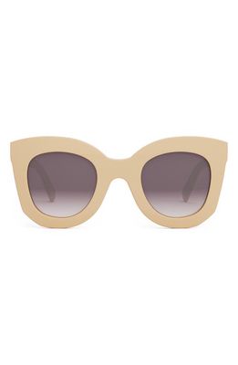 CELINE Bold 3 Dots 49mm Small Gradient Square Sunglasses in Shiny Beige /Mirror Violet