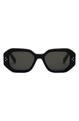 CELINE Bold 3 Dots 53mm Geometric Sunglasses in Shiny Black /Smoke