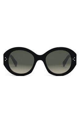 CELINE Bold 3 Dots 53mm Polarized Gradient Round Sunglasses in Shiny Black /Gradient Brown