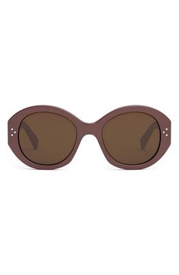 CELINE Bold 3 Dots 53mm Polarized Gradient Round Sunglasses in Shiny Bordeaux /Brown