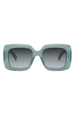 CELINE Bold 3 Dots 54mm Square Sunglasses in Shiny Light Green /Smoke 