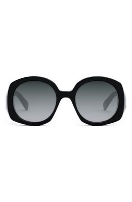 CELINE Bold 3 Dots 55mm Gradient Square Sunglasses in Shiny Black /Gradient Smoke
