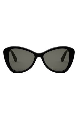 CELINE Butterfly 55mm Sunglasses in Shiny Black /Smoke 