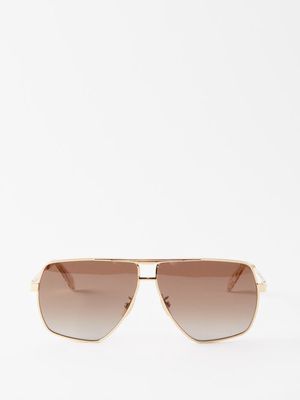 Celine Eyewear - Aviator Metal Sunglasses - Mens - Gold Brown