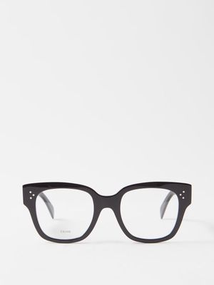 Celine Eyewear - Bold Story Square Acetate Glasses - Womens - Black Clear