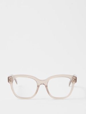 Celine Eyewear - Bold Story Square Acetate Glasses - Womens - Light Brown