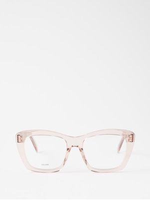 Celine Eyewear - Bold Story Square Acetate Glasses - Womens - Pale Pink