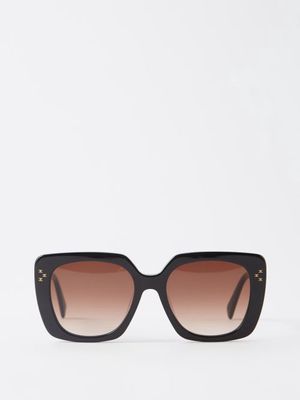 Celine Eyewear - Mini Triomphe Oversized Square Sunglasses - Womens - Black Brown