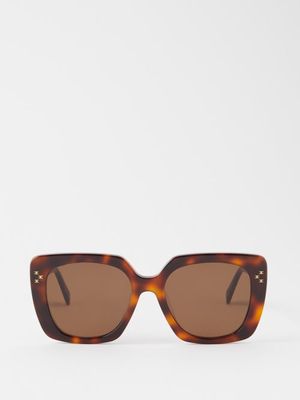 Celine Eyewear - Mini Triomphe Square Acetate Sunglasses - Womens - Brown Multi