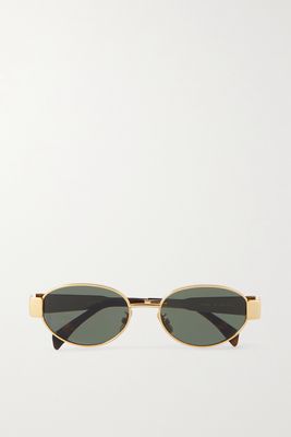 CELINE Eyewear - Oval-frame Gold-tone And Tortoiseshell Acetate Sunglasses - One size