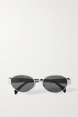 CELINE Eyewear - Oval-frame Silver-tone And Acetate Sunglasses - one size