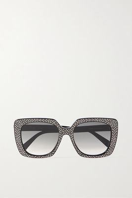CELINE Eyewear - Oversized Square-frame Embellished Acetate Sunglasses - Black