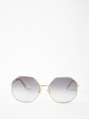 Celine Eyewear - Round Frame Metal Sunglasses - Mens - Gold