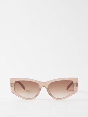Celine Eyewear - Thin Story Butterfly Acetate Sunglasses - Womens - Light Brown