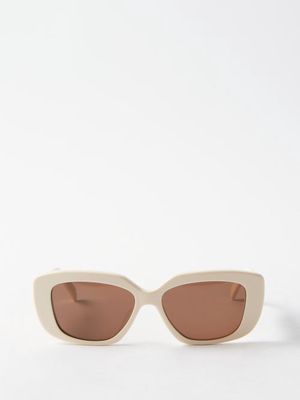 Celine Eyewear - Triomphe Oval Acetate Sunglasses - Womens - Ivory