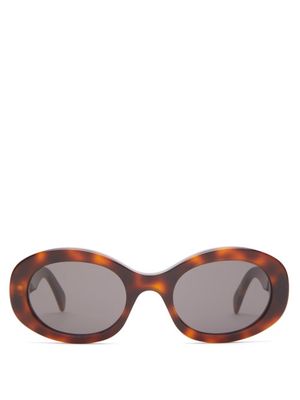 Celine Eyewear - Triomphe Oval Acetate Sunglasses - Womens - Tortoiseshell