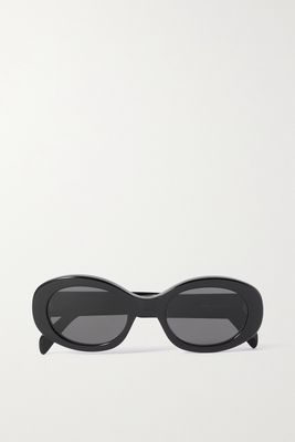 CELINE Eyewear - Triomphe Oval-frame Acetate Sunglasses - Black