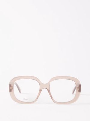 Celine Eyewear - Triomphe Oversized Round Acetate Glasses - Womens - Light Brown