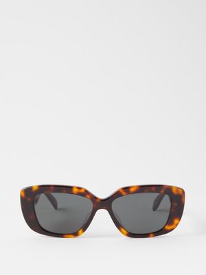 Celine Eyewear - Triomphe Rectangular Acetate Sunglasses - Womens - Brown Multi
