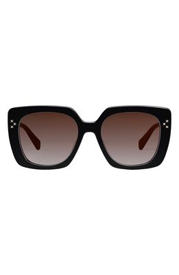 CELINE Mini Triomphe 55mm Round Sunglasses in Shiny Black /Gradient Brown