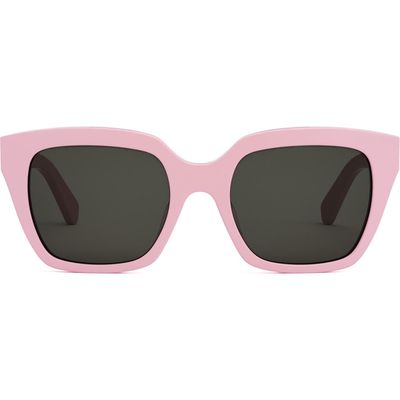 CELINE Monochrome 56mm Square Sunglasses in Pink/Smoke 