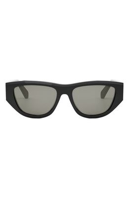 CELINE Monochroms 55mm Cat Eye Sunglasses in Shiny Black /Smoke 