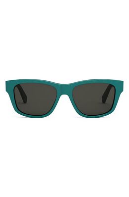 CELINE Monochroms 55mm Square Sunglasses in Shiny Turquoise /Smoke