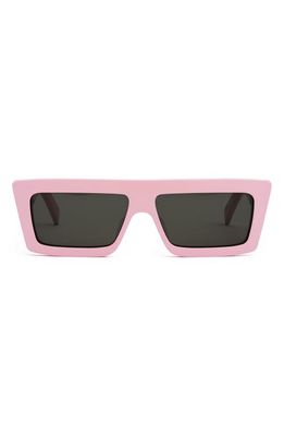 CELINE Monochroms 57mm Rectangular Sunglasses in Shiny Pink /Smoke