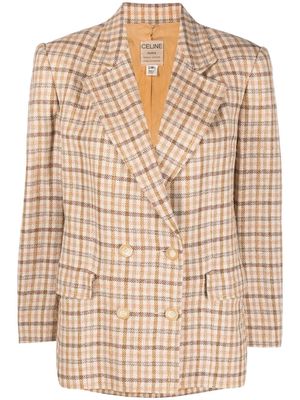 Céline Pre-Owned 1970s plaid double-breasted blazer - Neutrals