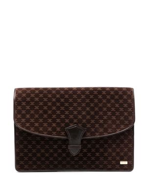Céline Pre-Owned 1970s pre-owned Triomphe velvet clutch bag - Brown