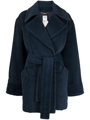 Céline Pre-Owned 1990-2000 belted alpaca-wool wrap jacket - Blue