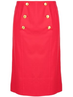 Céline Pre-Owned 1990-2000 button-embellished pencil skirt - Red